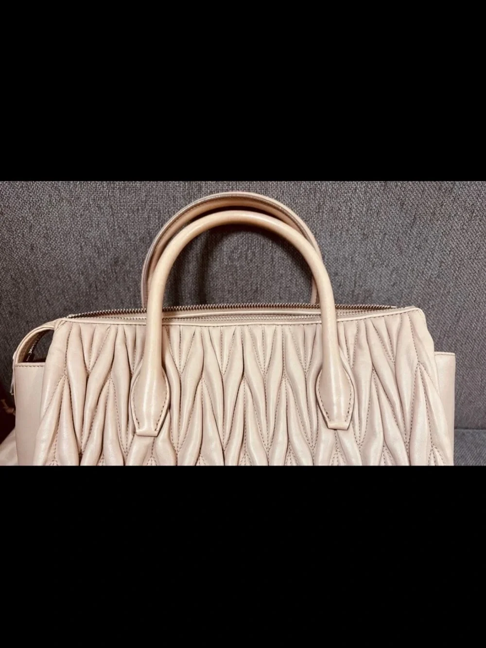 Miu Miu Beige Matelassé Satchel with Detachable Strap
